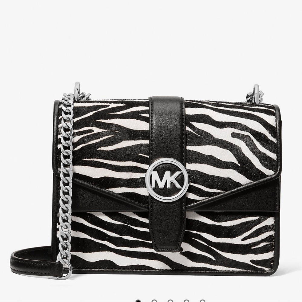 MK Greenwich Small Zebra Print Calf Hair Crossbody Bag